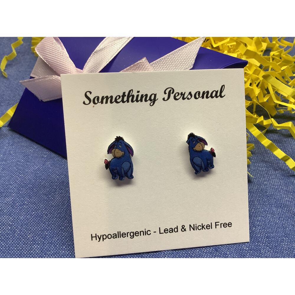 Eeyore - Winnie the Pooh Inspired Stud Earrings - Gift Boxed - Chibi Cute